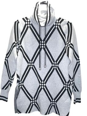 Tristan Gray Argyle Cowl Neck Sweater /Dress/ Tunic Quiet Luxury